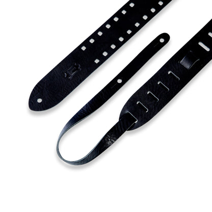 2" Wide Black Veg-tan Leather Guitar Strap