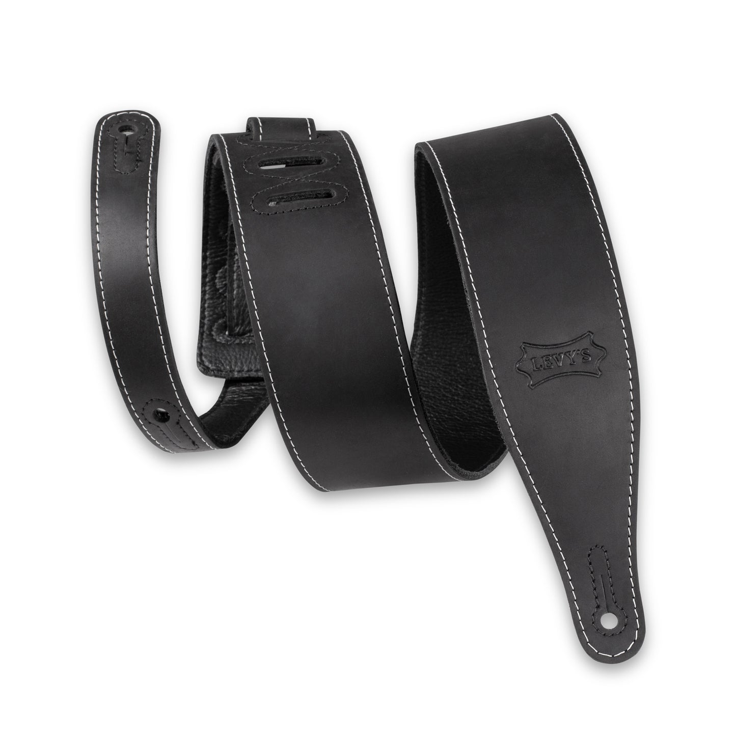 2.5" Pull-Up Butter Leather Guitar Strap - BLK