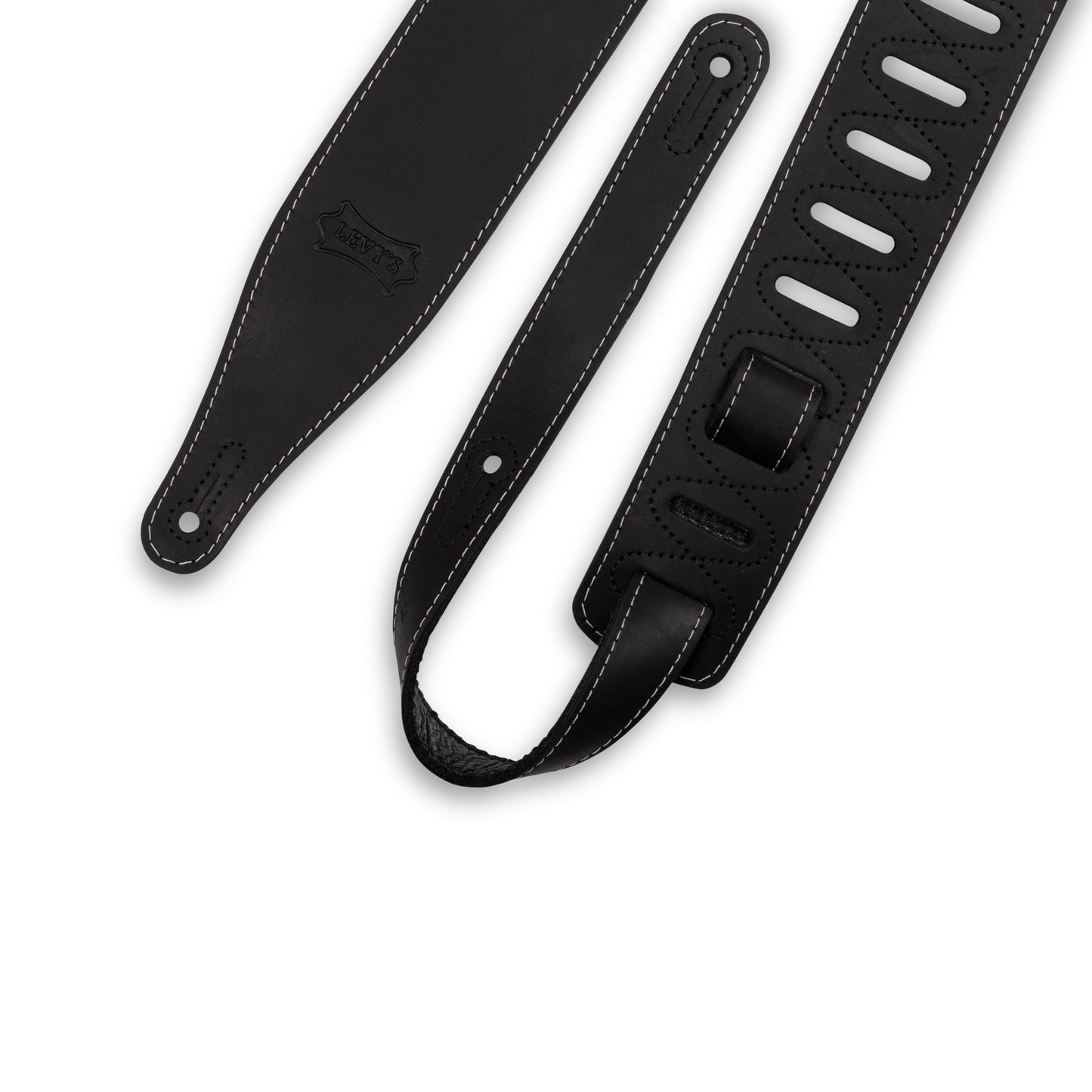 2.5" Pull-Up Butter Leather Guitar Strap - BLK