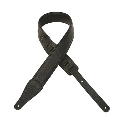 Levy's Leathers - M17CG-BLK - 2 1/4" Wide Black Garment Leather Guitar Strap.