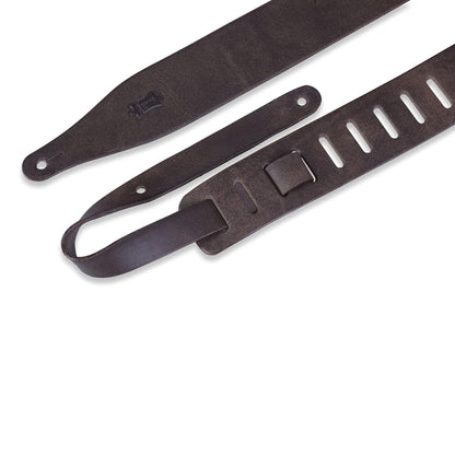 2 1/2" Wide Dark-brn Veg-tan Leather Guitar Strap
