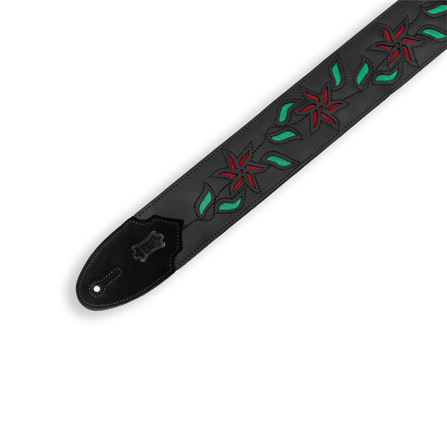 Levy's Leather Flowering Vine Strap-Black w/Red