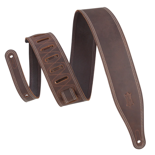 Levy's Leathers - M17BAS-DBR - 2.5" Pull-Up Butter Leather Guitar Strap - DBR