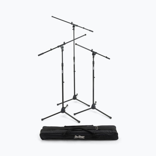 Three Euro Boom Mic Stands with Bag