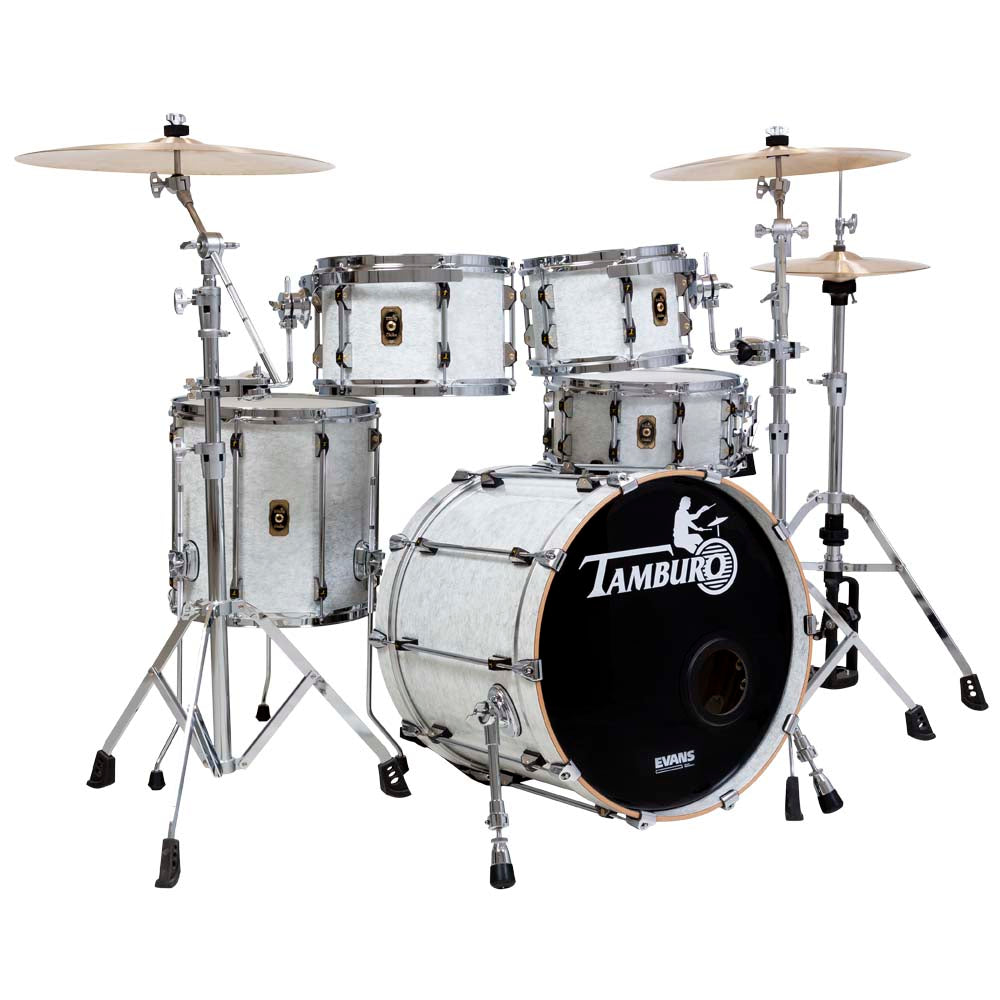 Tamburo UNIKA Series (5-piece wood shell pack with Snare Drum and 22" Bass Drum and 16" Floor Tom) - Fantasy White