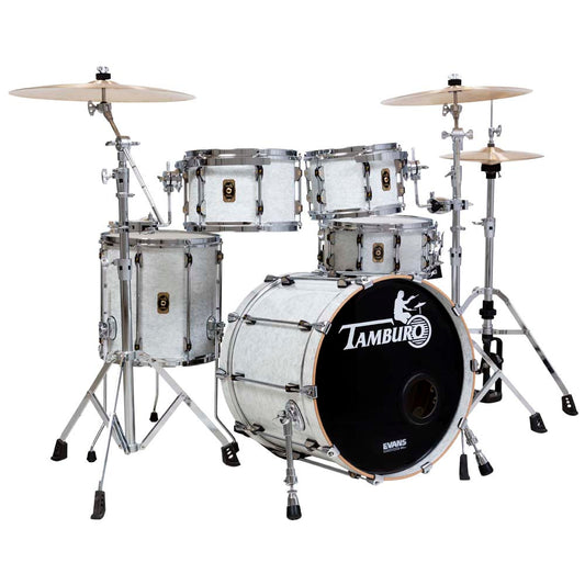 Tamburo UNIKA Series (5-piece wood shell pack with Snare Drum and 22" Bass Drum and 16" Floor Tom) - Fantasy White
