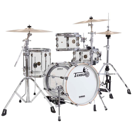 Tamburo VOLUME Series (4-piece seamless-acrylic shell pack with Snare Drum and 16" Bass Drum) - Natural (Clear)