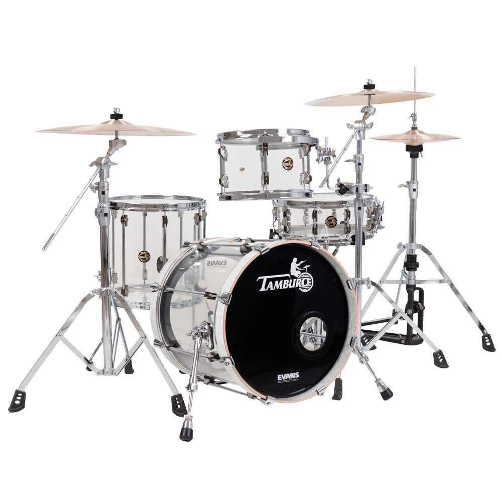 Tamburo VOLUME Series (4-piece seamless-acrylic shell pack with Snare Drum and 18" Bass Drum) - Natural (Clear)