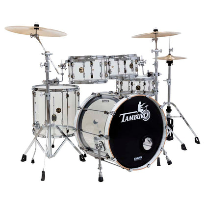 Tamburo VOLUME Series (5-piece seamless-acrylic shell pack with Snare Drum and 22" Bass Drum and 16" Floor Tom) - Natural (Clear)