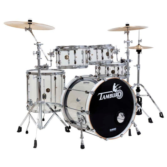 Tamburo VOLUME Series (5-piece seamless-acrylic shell pack with Snare Drum and 22" Bass Drum and 16" Floor Tom) - Natural (Clear)