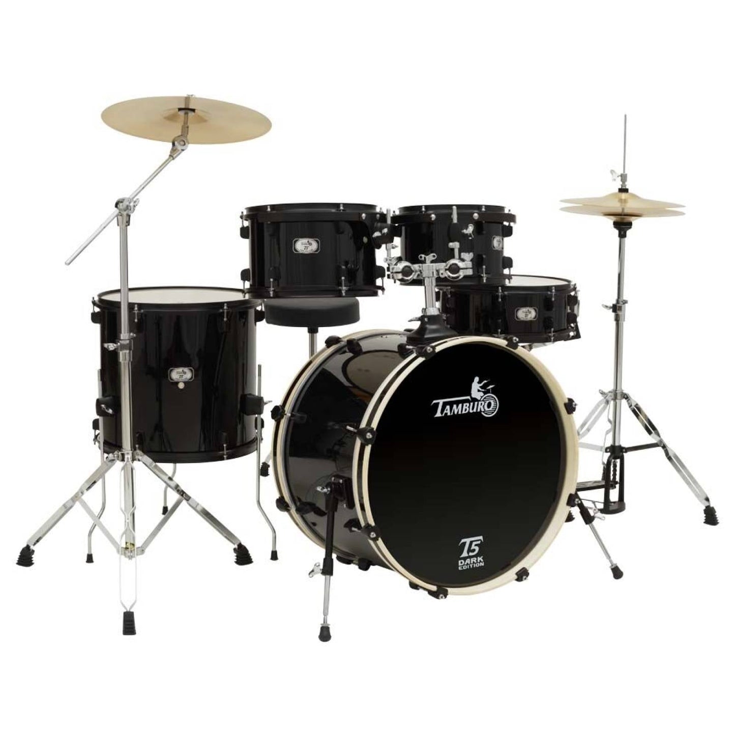Tamburo TB T5R22DARK T5 Series Complete Drum Set with Hardware Included (5-piece shell pack with Snare Drum and 22" Bass Drum) - Dark Edition