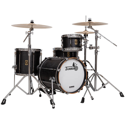 Tamburo UNIKA Series (5-piece wood shell pack with Snare Drum and 22" Bass Drum and 16" Floor Tom) - Flamed Black