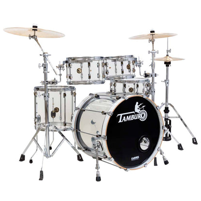 Tamburo VOLUME Series (5-piece seamless-acrylic shell pack with Snare Drum and 22" Bass Drum) - Natural (Clear)