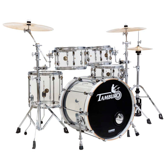 Tamburo VOLUME Series (5-piece seamless-acrylic shell pack with Snare Drum and 22" Bass Drum) - Natural (Clear)