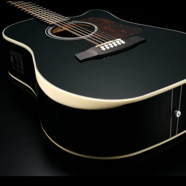 D642RCEB-G Natura Solid Sitka Top-Mahogany 12-String Armrest Dreadnought Acoustic Cutaway-Electric - Gloss Black