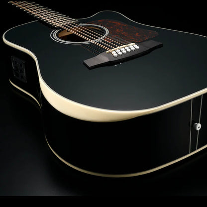 D642RCEB-G Natura Solid Sitka Top-Mahogany 12-String Armrest Dreadnought Acoustic Cutaway-Electric - Gloss Black