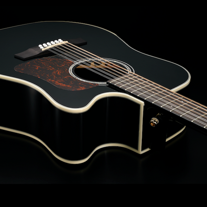 D642RCEB-G Natura Solid Sitka Top-Mahogany 12-String Armrest Dreadnought Acoustic Cutaway-Electric - Gloss Black