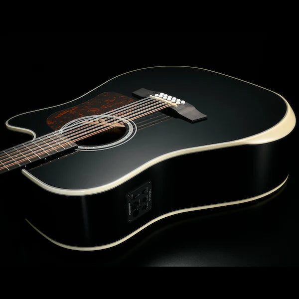 D642RCEB-G Natura Solid Sitka Top-Mahogany 12-String Armrest Dreadnought Acoustic Cutaway-Electric - Gloss Black