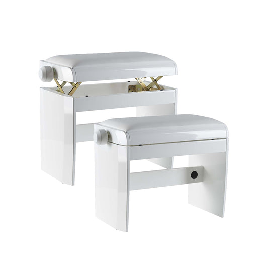 Dexibell BENCHWHP Adjustable Piano Bench in Polished White