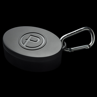 Black Plunge Audio IEM case with branded carabiner.