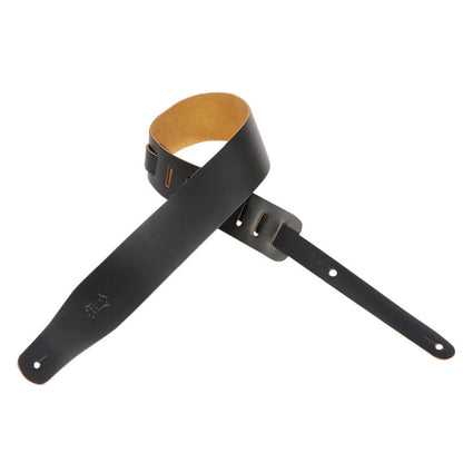 2 1/2" Wide Black Genuine Leather Guitar Strap.