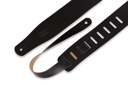 2 1/2" Wide Black Genuine Leather Guitar Strap.