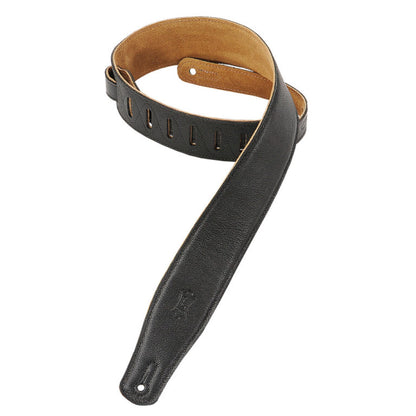 2 1/2" Wide Black Garment Leather Guitar Strap.