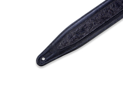 2 1/2" Wide Black Garment Leather Guitar Strap
