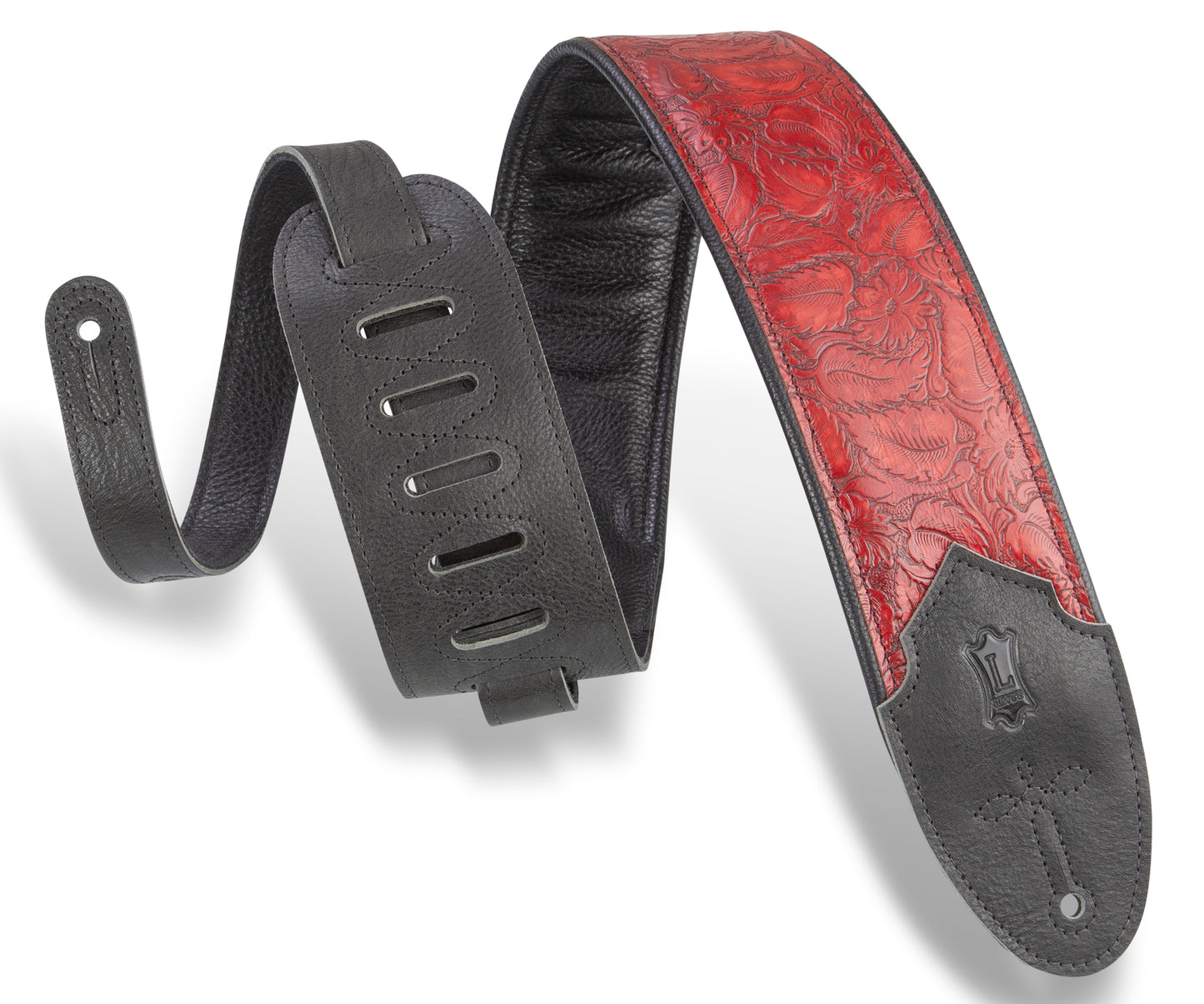 3" Wide Embossed Leather Guitar Strap