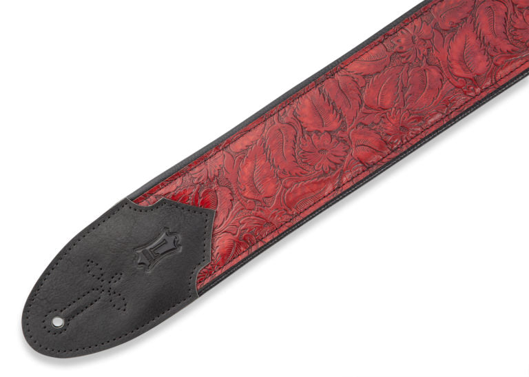 3" Wide Embossed Leather Guitar Strap