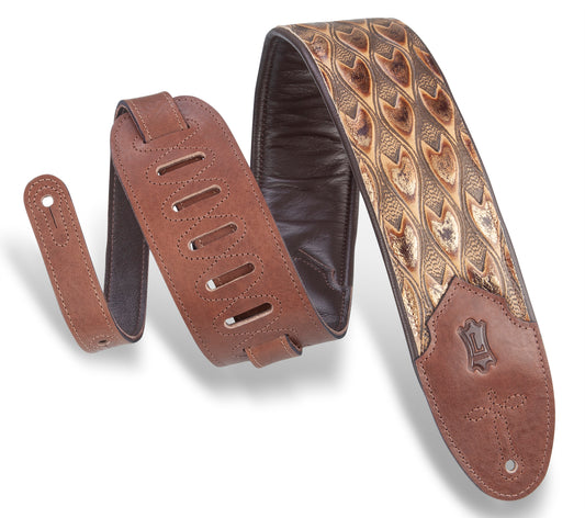Levy's Leathers - M4WP-005 - 3" Wide Embossed Leather Guitar Strap