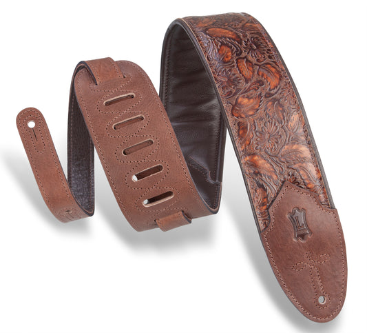 Levy's Leathers - M4WP-006 - 3" Wide Embossed Leather Guitar Strap