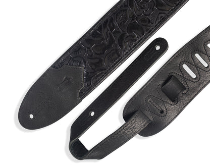 3 inch Wide Embossed Leather Guitar Strap