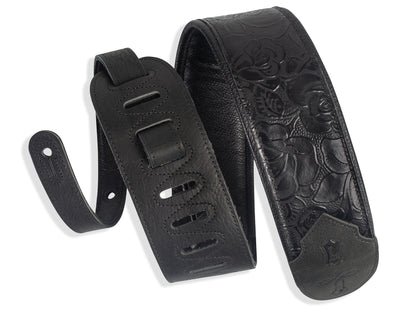 3 inch Wide Embossed Leather Guitar Strap