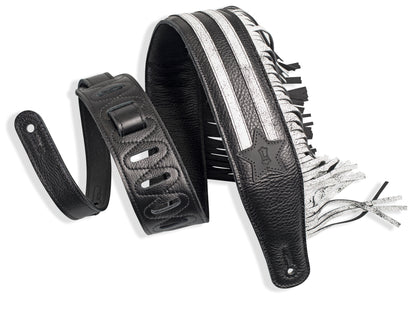 Levy's Leathers - MGFUSA-BLK_WHT - 2 1/2" Garment Leather Guitar Straps