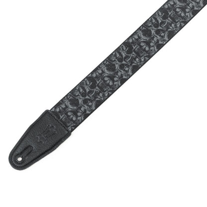 Polyester Guitar Strap - Black & Grey Skulls