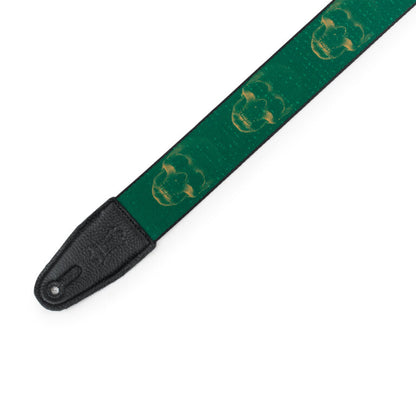 Polyester Guitar Strap - Green & Mustard Skull