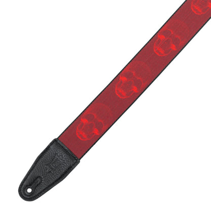 Polyester Guitar Strap - Dark Red & Red Skull