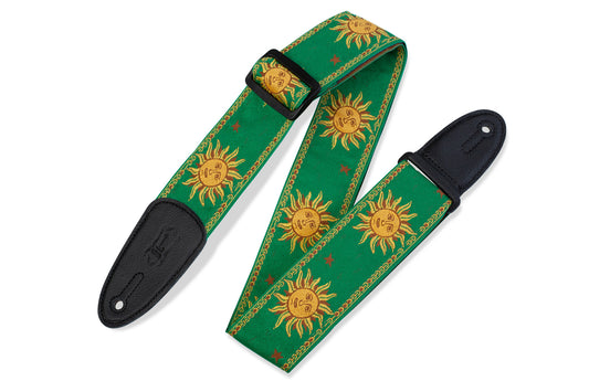 Levy's Leathers - MPJG-SUN-GRN - 2" Wide Green Jacquard Guitar Strap.