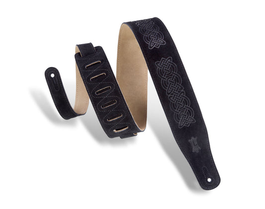 Levy's Leathers - MS26CK-BLK - 2 1/2" Wide Black Suede Leather Guitar Straps