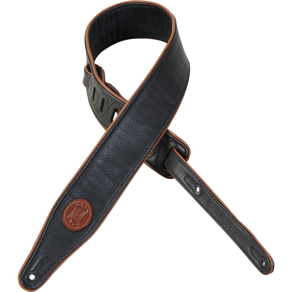 Levy's Leathers - MSS17-BLK - 2 1/2" Black Leather Guitar Strap.