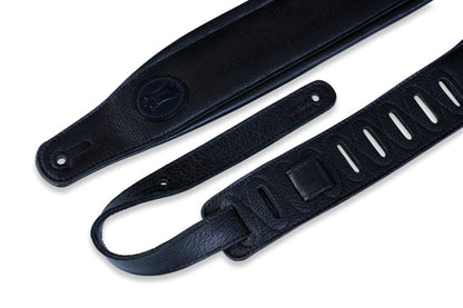 3" Wide Black Garment Leather Guitar Strap