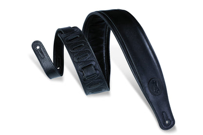 3" Wide Black Garment Leather Guitar Strap