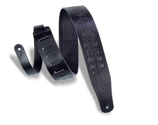 Levy's Leathers - MV26CK-BLK - 2 1/2" Wide Black Veg-tan Leather Guitar Strap