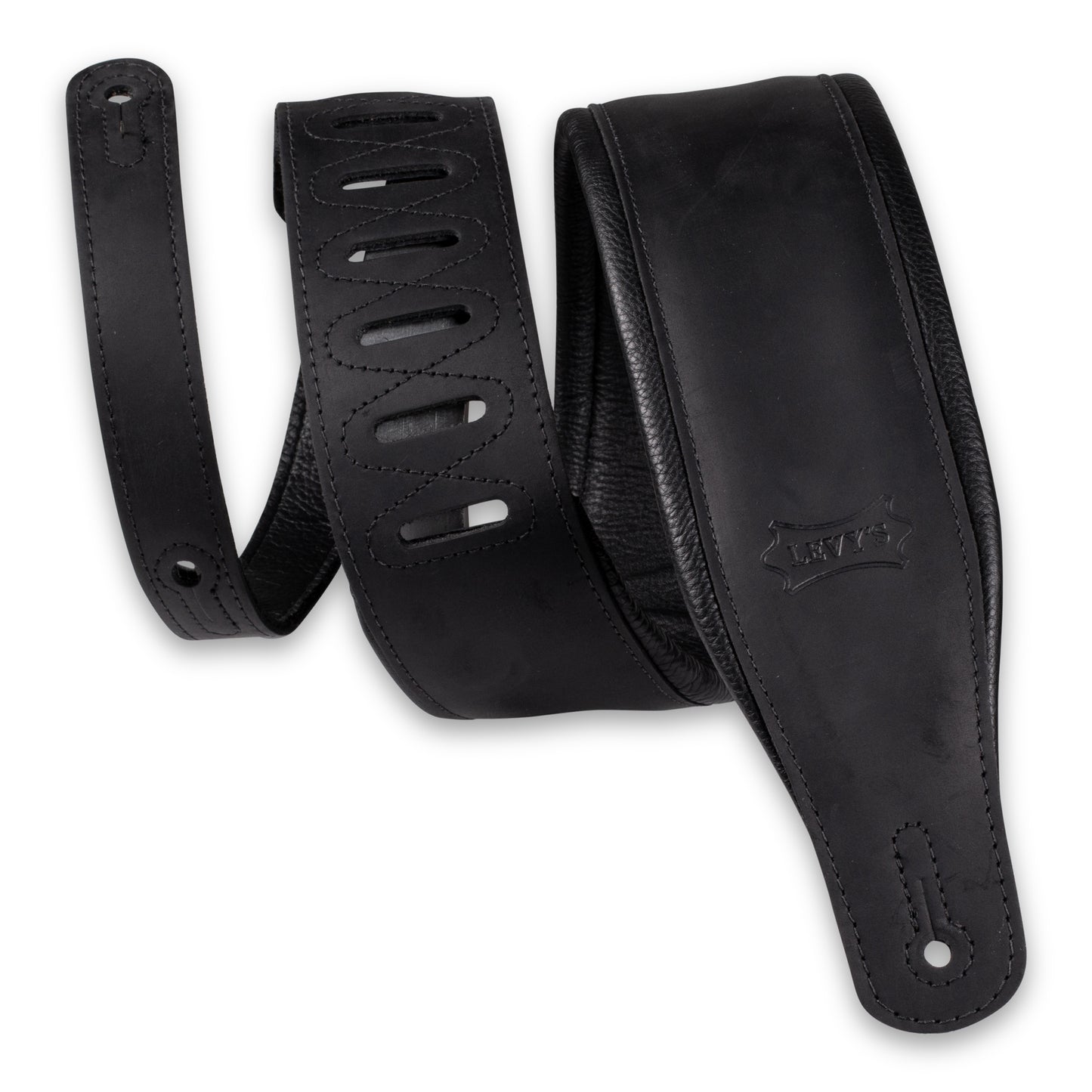 3.25" Wide Butter Leather Guitar Strap - BLK
