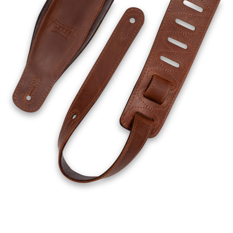 3.25" Wide Butter Leather Guitar Strap - BRN