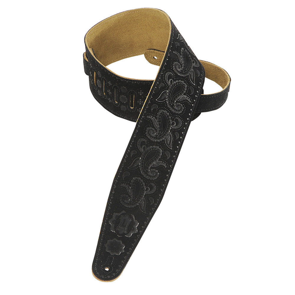 Levy's Leathers - PMS44T03-BLK - 3" Wide Black Suede Guitar Strap