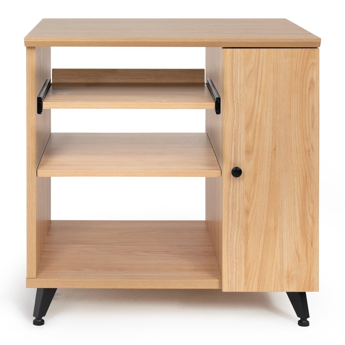 Elite Furniture Series Rolling Rack Sidecar Cabinet in Maple Finish with Configurable Rack Space & Shelving