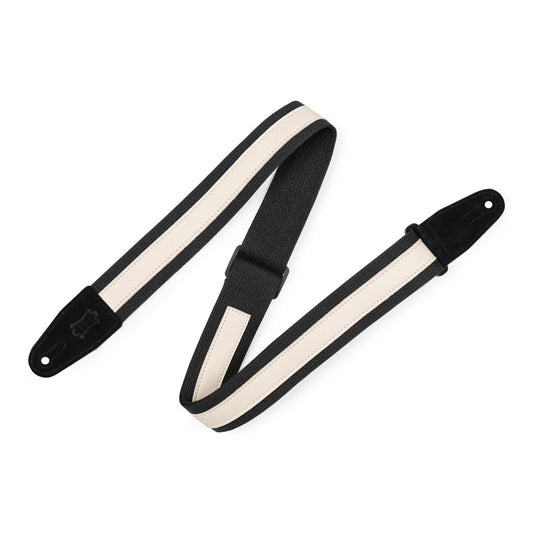 2" Black Cotton Strap with 1" Creme Leather strip