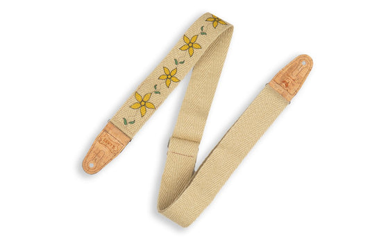 Hemp Guitar Strap - Yellow Flowers